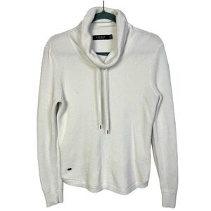 Lauren Ralph Lauren Ivory Waffle Knit Cowl Neck thermal top Large Fall Layering
